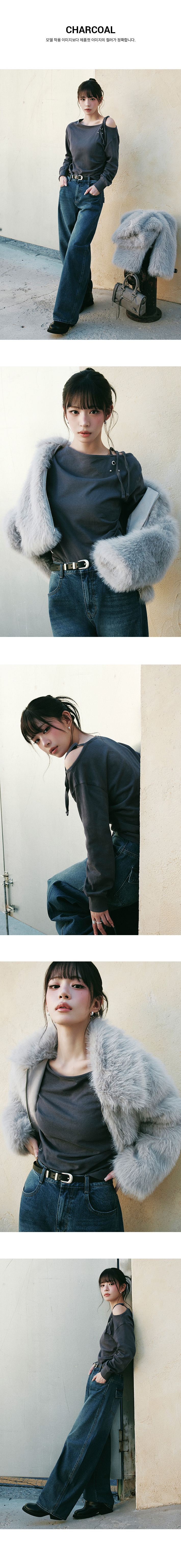 EYELET ONE SHOULDER TEE - 2 COLORS